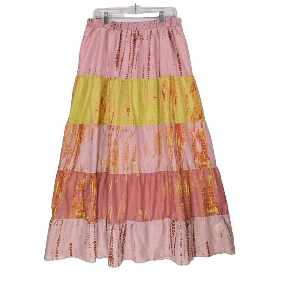Anthropologie Tiered Tie Dye Maxi Skirt Large Kavita Bhartia Boho Gypsy NEW